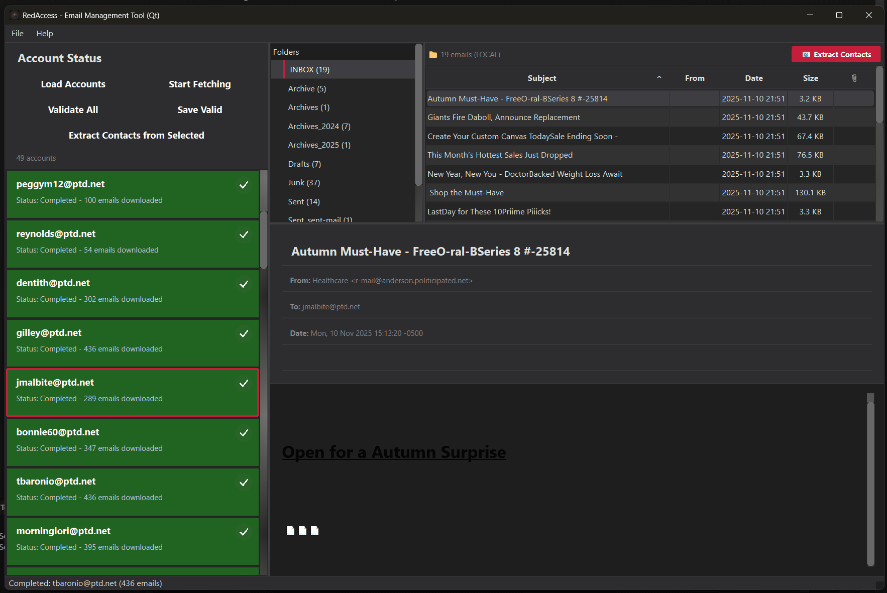 RedAccess Email Management & Contact Extraction Tool - Multi-account IMAP support